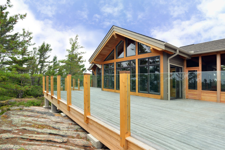 Georgian Bay Island Cedar Deck with Glass Railing